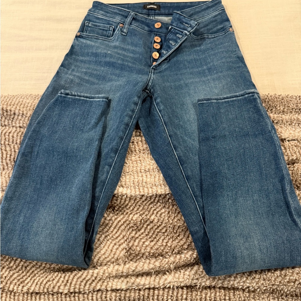 Express Women's Flare Jeans in Classic Blue